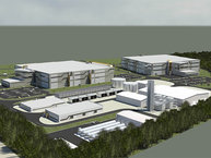 An artist´s rendering of the proposed data center and power plan on the University of Delaware´s campus. (Illustration from datacenters.com)